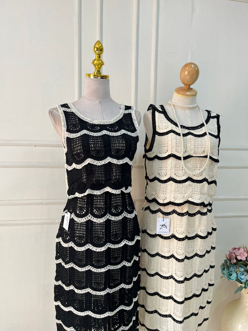 Spring Crochet Tank Tops With Skirts Sets